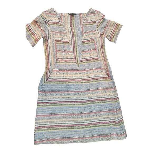 For Cynthia dress sz small linen blend multi color striped pockets lagenlook - Picture 6 of 10